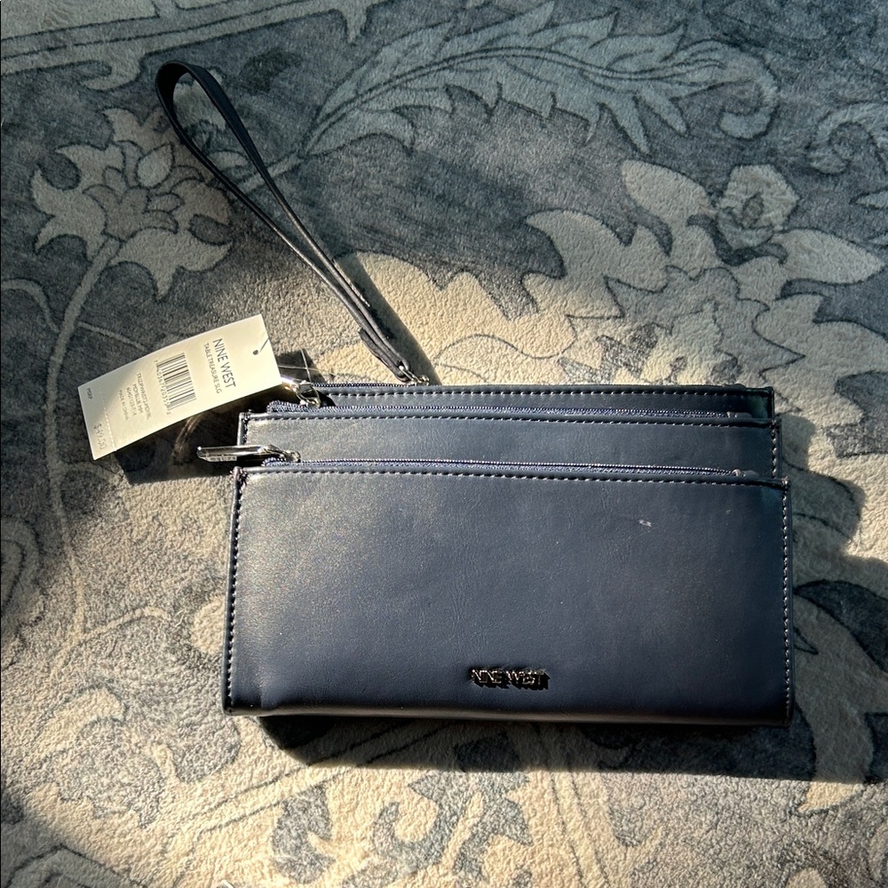 Nine West Navy Wristlet with Silver Accents